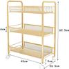 UWYTGF Storage Cart Kitchen Bathroom Bathroom Shelf Metal Trolley with Wheels Three-Layer Storage Rack Hook Trolley,Black,1 view 2