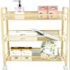 UWYTGF Storage Cart Kitchen Bathroom Bathroom Shelf Metal Trolley with Wheels Three-Layer Storage Rack Hook Trolley,Black,1 view 4