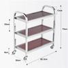 Kitchen Storage Cart Rolling Cart Storage Trolley 3 Tier Kitchen Storage Cart Stainless Steel Serving Cart Wooden Table Top Storage Trolley On Wheels With Brake Rolling Storage,A,65*30*73cm view 2