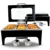 Black Chafing Dishes for Buffet,9L Stainless Steel Chafing Dish Buffet Set,Transparent Hydraulic Lid & Smooth Edges & Fuel Tank,Food Warmers for Parties Buffet for Wedding/Event view 1