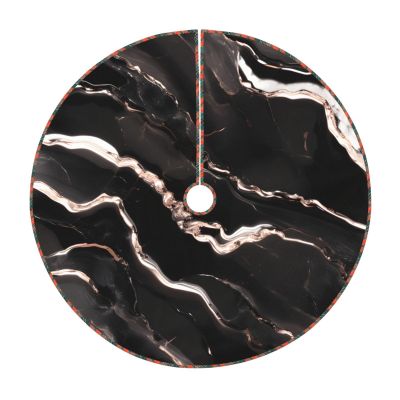 Black Rose Gold Marble Print Tree Skirts 30/36/48 Inch, Classic Christmas Tree Skirt for Festive Home Party Decorations