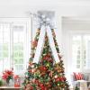 Christmas Tree Topper with Bow, 9.8" Top Hat Christmas Tree Topper for Holiday Thanksgiving Xmas Decorations Indoor/Outdoor view 1