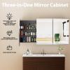 LOVMOR Led Medicine Cabinet with Mirror, Bathroom Vanity Mirror Cabinet with Shelves, 3-Color Lights Dimmer (Silver, 32" H x 48" W) view 3