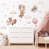 Teddy Bear Wall Decals - Cartoon Bear Air Balloon Star Moon Cloud Wall Stickers for Kids Room Girls and Boys Bedroom Baby Room Nursery Decoration (Pink Bear Wall Decal) view 1