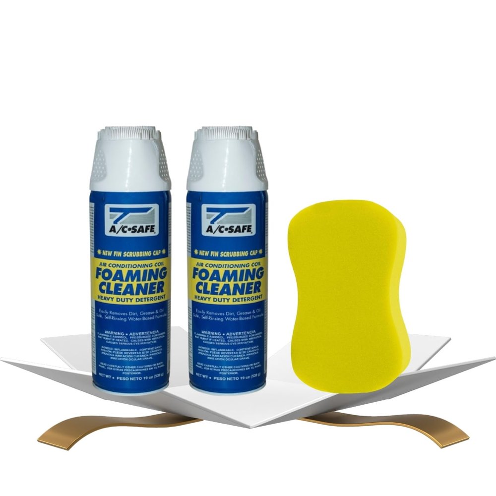 2x Air Conditioner & Coil Cleaner 19 oz Foam Bundle with Cleaning Gloves Helps Maintain Coils and Support Routine AC Care Gift Set (3 Items)