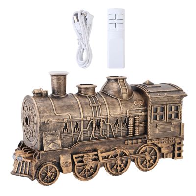 Fockety Train Humidifier, 300ml Cool Mist Diffuser with Dual Spray Nozzles for Bedroom Office Desktop, Vintage Steam Train Design Aromatherapy Humidifier