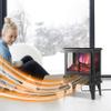 Techni Home Freestanding Electric Fireplace Heater w/Realistic Flame Effects, 2 Heat Settings (Low/High), Wire Heating Element, 3-Sided Viewing Windows, Overheat Protection, 1500W Indoor Space Heater view 2