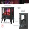 Techni Home Freestanding Electric Fireplace Heater w/Realistic Flame Effects, 2 Heat Settings (Low/High), Wire Heating Element, 3-Sided Viewing Windows, Overheat Protection, 1500W Indoor Space Heater view 3