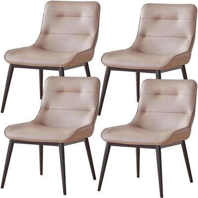 4 Piece Faux Leather Dining Chairs Kitchen Living Room Lounge Counter Chairs Sturdy Metal Legs(Cream)