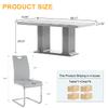 9-Piece Dining Table Set with 8 Grey Chairs, Modern Faux Marble Dining Table Set for 8, Luxury White Silver Dining Room Set for 8, 68" Rectangle Kitchen Table with Stainless Steel Column-Base view 3