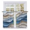 Liremdnso Moire Blue Brown Kitchen Curtains, Ombre Modern Abstract Geometric Light Filtering Window Curtain Panels, 2Pcs Rod Pocket Window Treatments Set for Cabin Bathroom Bedroom 52x45 Inches view 1