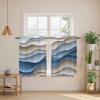 Liremdnso Moire Blue Brown Kitchen Curtains, Ombre Modern Abstract Geometric Light Filtering Window Curtain Panels, 2Pcs Rod Pocket Window Treatments Set for Cabin Bathroom Bedroom 52x45 Inches view 3