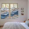 Liremdnso Moire Blue Brown Kitchen Curtains, Ombre Modern Abstract Geometric Light Filtering Window Curtain Panels, 2Pcs Rod Pocket Window Treatments Set for Cabin Bathroom Bedroom 52x45 Inches view 4