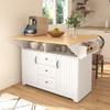 55.7" Large Rolling Kitchen Island Cart with 2 Drop Leaves, Power Outlet, 5 Wheels, Folding Storage Table for Restaurants & Home Use, Versatile Dining Solution view 1