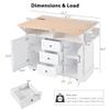 55.7" Large Rolling Kitchen Island Cart with 2 Drop Leaves, Power Outlet, 5 Wheels, Folding Storage Table for Restaurants & Home Use, Versatile Dining Solution view 3