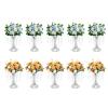 10 Pcs Silver Vases for Centerpieces, 10.23in Crystal Flower Arrangement Stand, Wedding Centerpieces for Tables, Tall Metal Flower Vase Holders for Wedding, Event, Reception, Birthday, Home Decor view 1