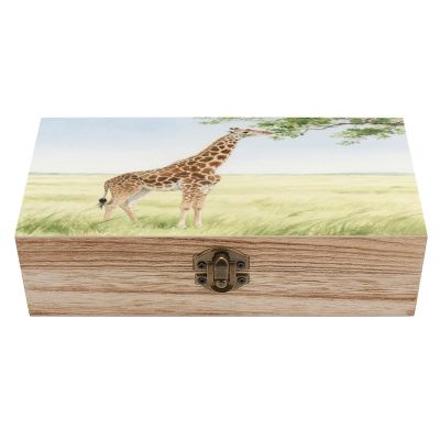 TESBNDDJ Wooden Jewelry Box Keepsake Storage Organizer Giraffe Stretching Its Neck to Eat Leaves Handmade Wooden Box for Storing Jewelry Coins Tartot Cards Small Treasures