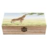 TESBNDDJ Wooden Jewelry Box Keepsake Storage Organizer Giraffe Stretching Its Neck to Eat Leaves Handmade Wooden Box for Storing Jewelry Coins Tartot Cards Small Treasures view 1