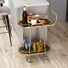 MDYHY Storage Cart for Variety Applications 2 Tier Storage Trolley Bar Cart Kitchen Cart On Wheels, Modern Rolling Cart Mobile Serving Cart for Home Hotel Bathroom Kitchen(Gold+Black-62 * 36 * 87Cm) view 3