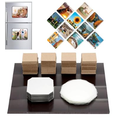 100Pcs Square Fridge Magnet Consumables Suitable for 63.5x63.5mm (2.5x2.5 inch) DIY Photo Fridge Magnet Materials, Cardboard Square Magnets Accessories(2.5x2.5in,100set)