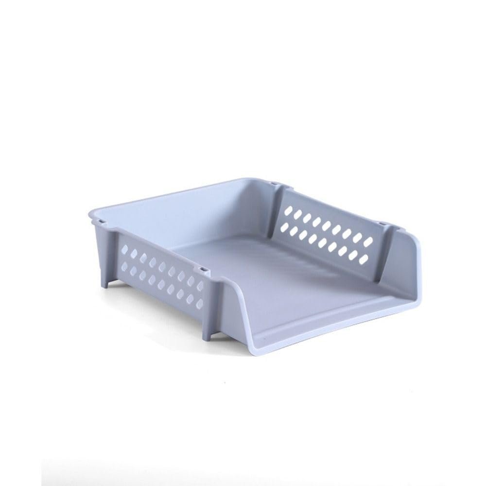 AIJIEjie File Holder Desktop Organizer Stackable File Rack Papers A4 Storage Tray/24(Blue)