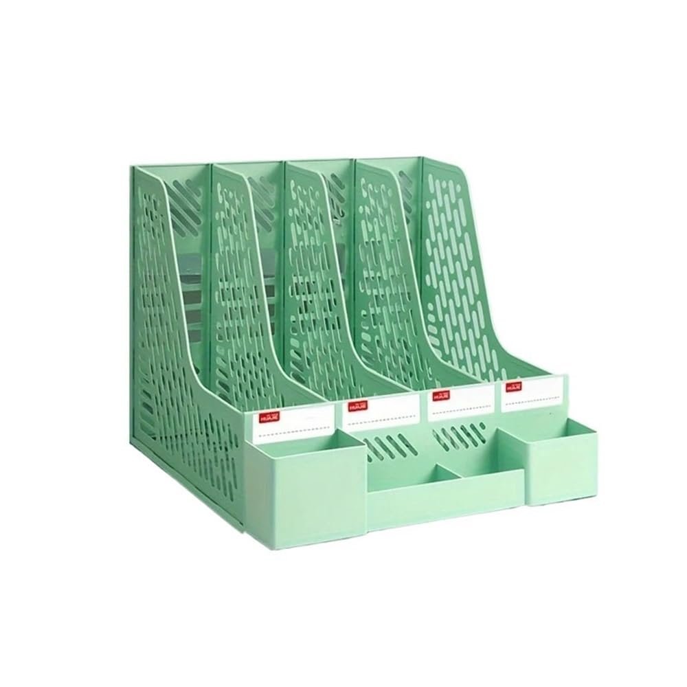 AIJIEjie File Holder Desk Organizer File Folder, Desktop Magazine Holder, Office Sorter Rack, Vertical Dividers/26(Green)