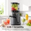 EanOruus Juicer Machines, 3-in-1 Cold Press Juicer with 6.5" Extra Large Chute, 100oz Large Capacity, AC Motor, Makes Juice, Nut Milk & Sorbet, Premium Gray view 2