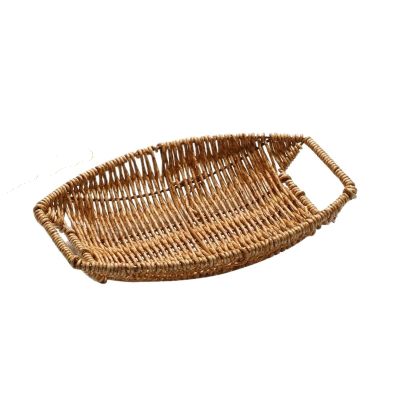 3pcs Rattan Fruit Bread Snacks Storage Tray Coffee Bar Storage Basket Desktop Cosmetic Sundries Organizer Kitchen Storage Boxs(Color03)