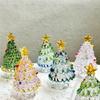 HUFFA Handmade Glass Christmas Tree - Elegant Glass Crafts for Study and Office Decoration(Pink and Lake Green) view 2
