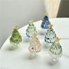 HUFFA Handmade Glass Christmas Tree - Elegant Glass Crafts for Study and Office Decoration(Pink and Lake Green) view 3