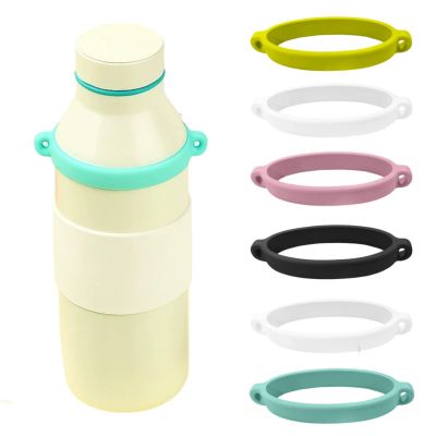 6Pcs Silicone Hanging Ring 5 Color Flexible Silicone Bottle Strap Rings Water Bottle Handle Holder Strap for Outdoor Sports Gym Fitness and Daily Commuting Use