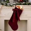 19 Inch Velvet Christmas Stocking with Large Decorative Bow Luxury Velvet Stocking, Elegant Fireplace Mantel Decor, Reusable Gift Bag for Christmas Tree, Wreath (Red) view 1