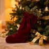 19 Inch Velvet Christmas Stocking with Large Decorative Bow Luxury Velvet Stocking, Elegant Fireplace Mantel Decor, Reusable Gift Bag for Christmas Tree, Wreath (Red) view 2