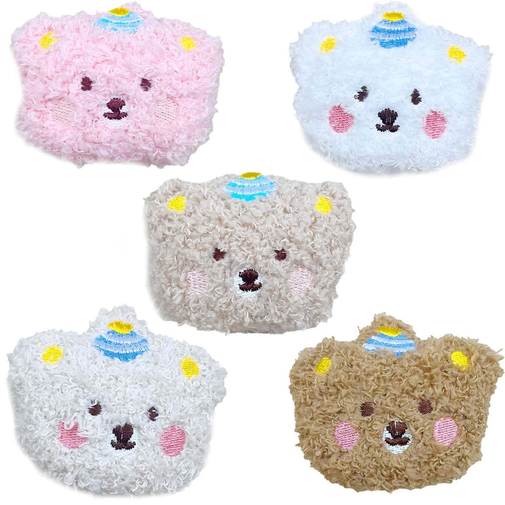 5 Pieces 3D Bear Head Decorative Fridge Magnets - Plush Animal Design for Photo Displays, Memo, and Note Organization