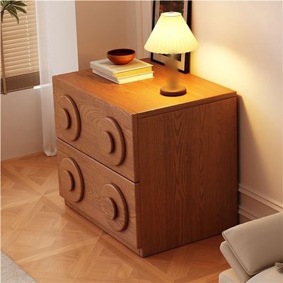 Medieval Style Wood Nightstand Stackable Cabinet Bedside Table Storage Side Table with Drawer for Living Room Solid Construction(Brown)