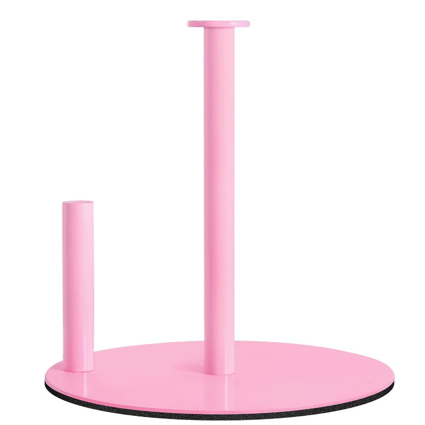 Pink Paper Towel Holder, Paper Towel Holder Countertop with Anti Slip Weighted Base, Stainless Steel Freestanding Paper Towel Holders for Kitchen