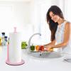 Pink Paper Towel Holder, Paper Towel Holder Countertop with Anti Slip Weighted Base, Stainless Steel Freestanding Paper Towel Holders for Kitchen view 2