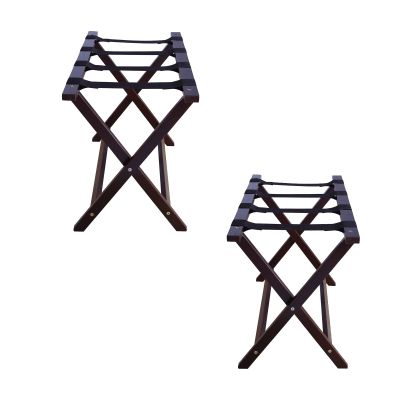 CHENWMZ 2-Pack Luggage Rack - Foldable Suitcase Stand, 2-Tier Hotel Solid Wood Storage Shelf, Home Suitcase Luggage Stand, Floor-Standing Luggage Holder with Shoe Rack,