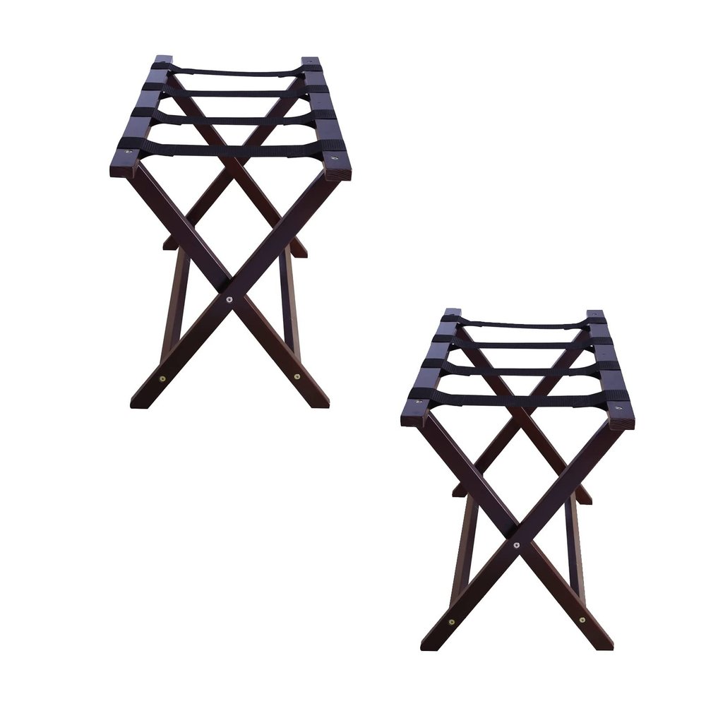 CHENWMZ 2-Pack Luggage Rack - Foldable Suitcase Stand, 2-Tier Hotel Solid Wood Storage Shelf, Home Suitcase Luggage Stand, Floor-Standing Luggage Holder with Shoe Rack,