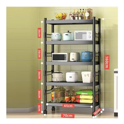 JIANSMZ Kitchen Rack Utility Microwave Oven Stand Cart with Storage Shelves Rolling Coffee Station on Wheels 4-5 Tier Design for Space Saving and nization
