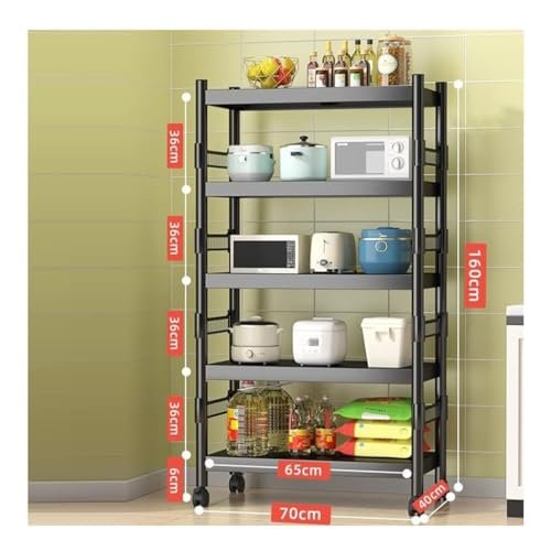 JIANSMZ Kitchen Rack Utility Microwave Oven Stand Cart with Storage Shelves Rolling Coffee Station on Wheels 4-5 Tier Design for Space Saving and nization