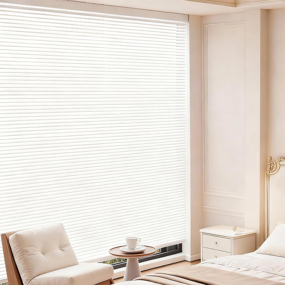 Cordless 1 inch Mini Blinds for Windows Aluminum Blind Windows Shades Blackout Venetian Blinds for Home and Office. White,98" W x 94" H (248.92cmW x 238.76cmH)