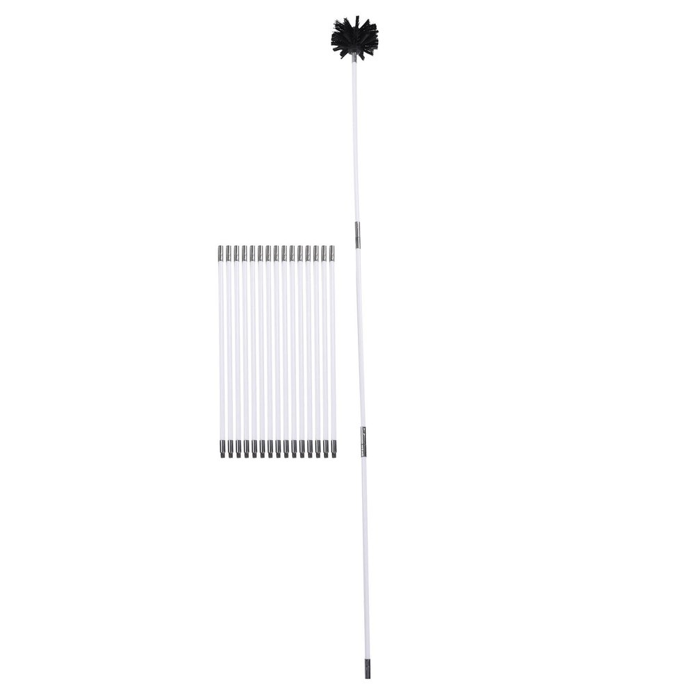 BAFOVY Vent Cleaner Kit, 24ft Chimney Brush Set 45 Bendable Chimney Cleaning with 18 Flexible Rods Wooden Handle Brush for Fireplace (15cm Head)
