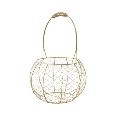 ASHATA Metal Wire Lantern Basket Wedding Basket Flower Girl Durable Wire for Wedding Ceremony Decor Iron Gold 28 X 18 X 18 Cm