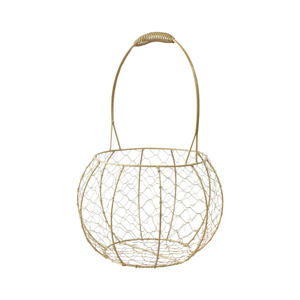 ASHATA Metal Wire Lantern Basket Wedding Basket Flower Girl Durable Wire for Wedding Ceremony Decor Iron Gold 28 X 18 X 18 Cm