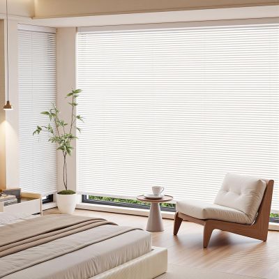Cordless 1 Inch Mini Blinds for Windows Aluminum Mini Blinds 1 inch Venetian Blind Horizontal Window Shades for Family. White,95.5" W x 53" H (242.57cmW x 134.62cmH)