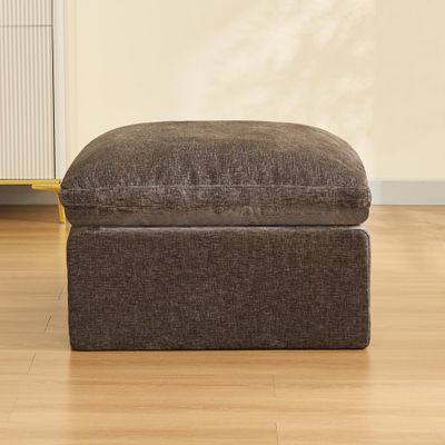 33.5'' Cloud Ottoman for Modular Sofa, Comfy Chenille Upholstered Footrest with Memory Foam, Fully Compressed Packaging, Oversized Ottoman Bench for Living Room or Small Space, Brown