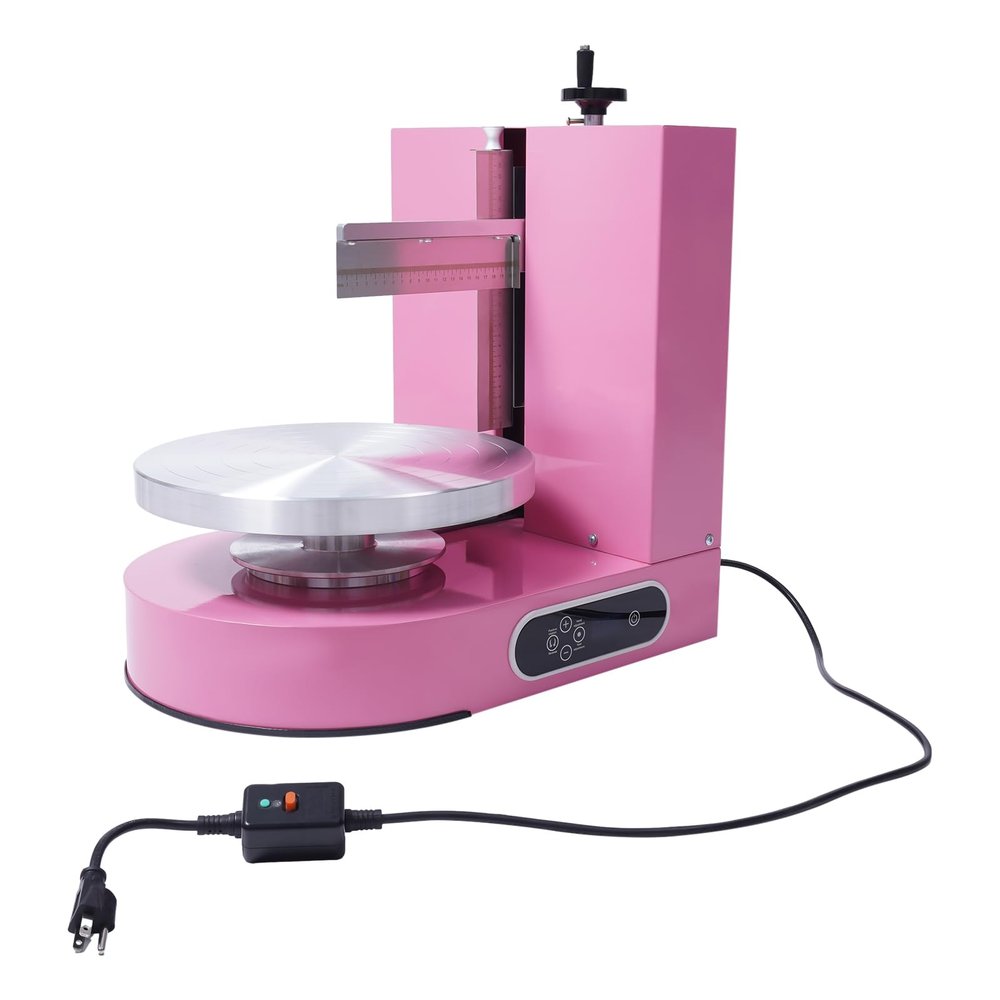 Cake Decorating Machine 4-12, Cake Cream Smooth Coating Machine, Cakes Creams Spreading Machines, Electric Cream Butter Smoothing for Dessert Shops (Pink)