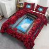 GKPLY Red Comforter Set, Red Leaves Bedding Set, Countryside Duvet Cover with Zipper & Ties, Reversible Bedding & Bedroom Decor, 3 Pieces, 2 Pillow Cases, California King view 3