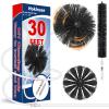 HOKLNUSE Dryer Vent Cleaner Kit Ducts Cleaning Kit for Dryer Air Duct HVAC Vent Fireplace Chimney Pellet Stove Gutter Downspout Dryer Vent Lint Removers with 1.5" 4" 6" Brush Heads(30 Feet) view 1